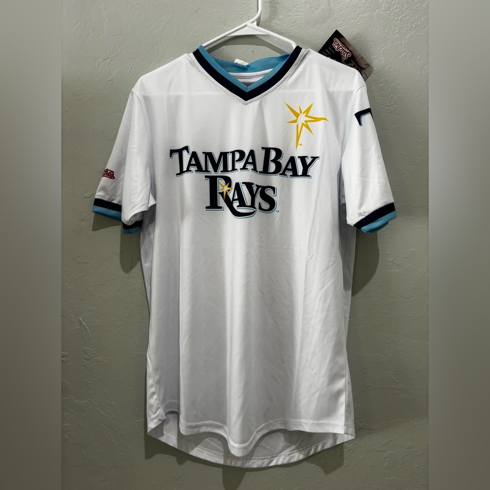 Stitches Tampa Bay Rays MLB Baseball Jersey M White Officially Licensed - Picture 4 of 5